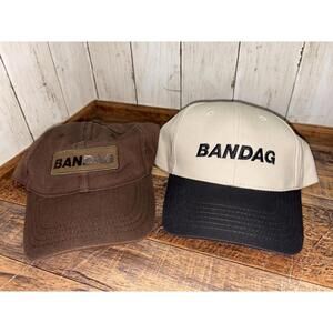 Bandag Tires Retread Hat Lot of 2 Mens Snap Strap Adjustable K-Brand Cap Stitch
